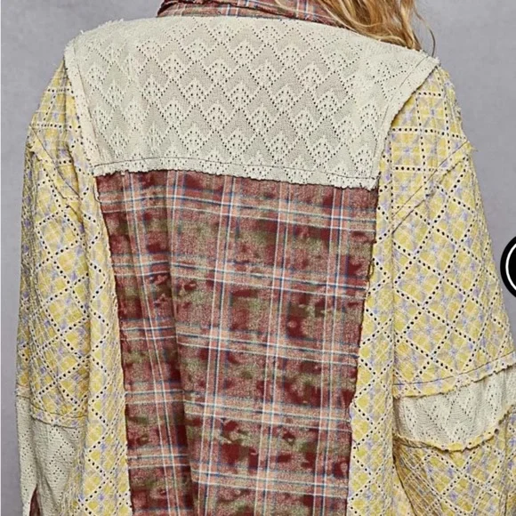 NWT POL Plaid Patchwork Jean Jacket Sizes Small Medium Large - Picture 4 of 5